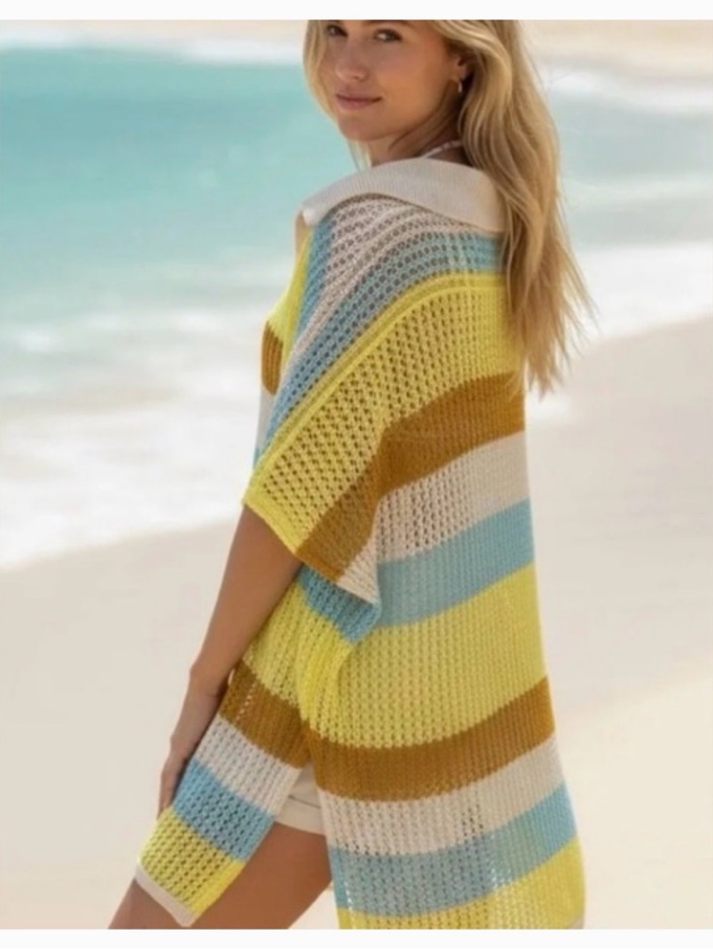 Maeve Anthropologie Striped Knit Cover-Up Dress Swim One Size